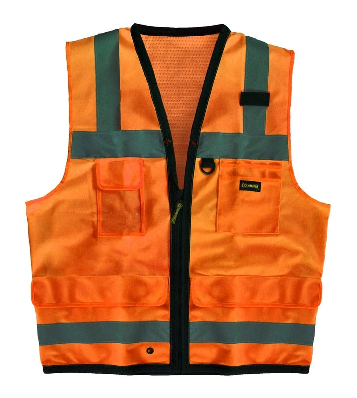 MA-18P-200527-148 - OccuNomix - High Visibility Solid Dual Stripe Surveyor Vests (LUX-SSFS)