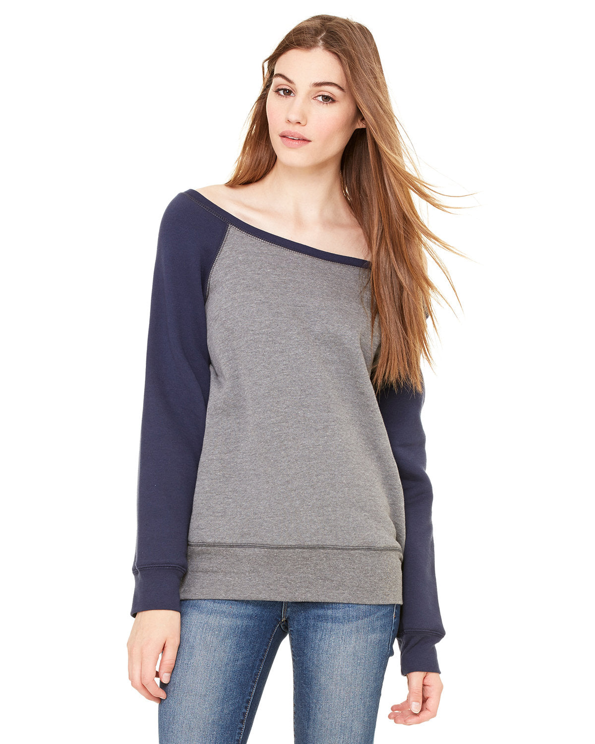 Ladies' Sponge Fleece Wide Neck Sweatshirt