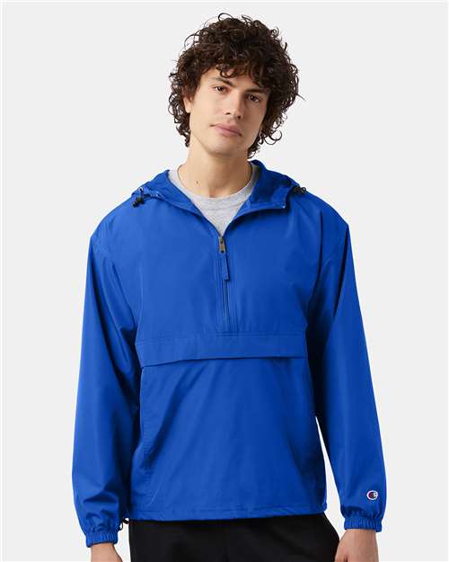 7378 Hooded Packable Quarter-Zip Jacket