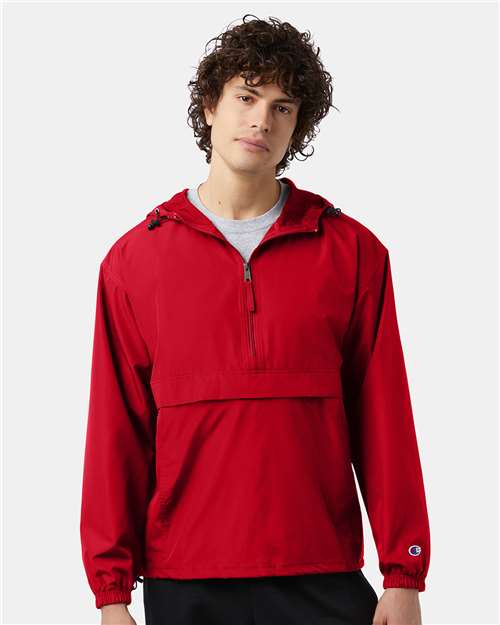 7378 Hooded Packable Quarter-Zip Jacket