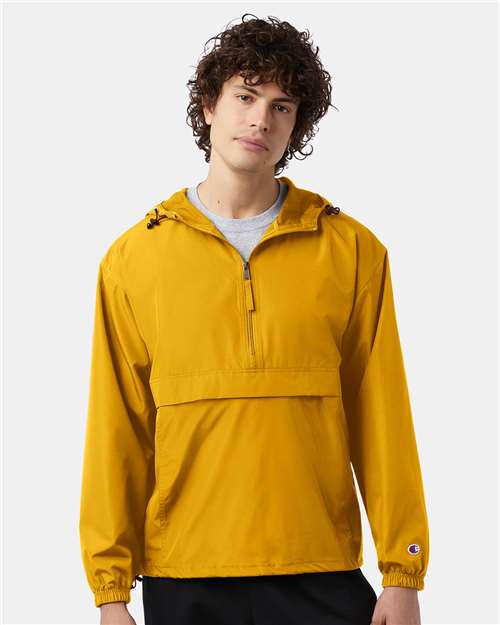 7378 Hooded Packable Quarter-Zip Jacket