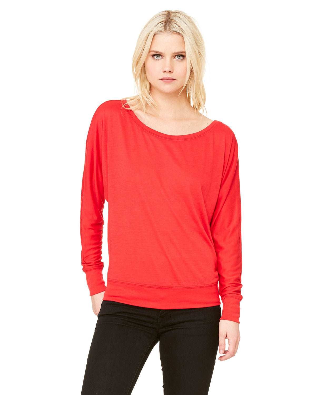 Ladies' Flowy Long-Sleeve Off Shoulder T-Shirt