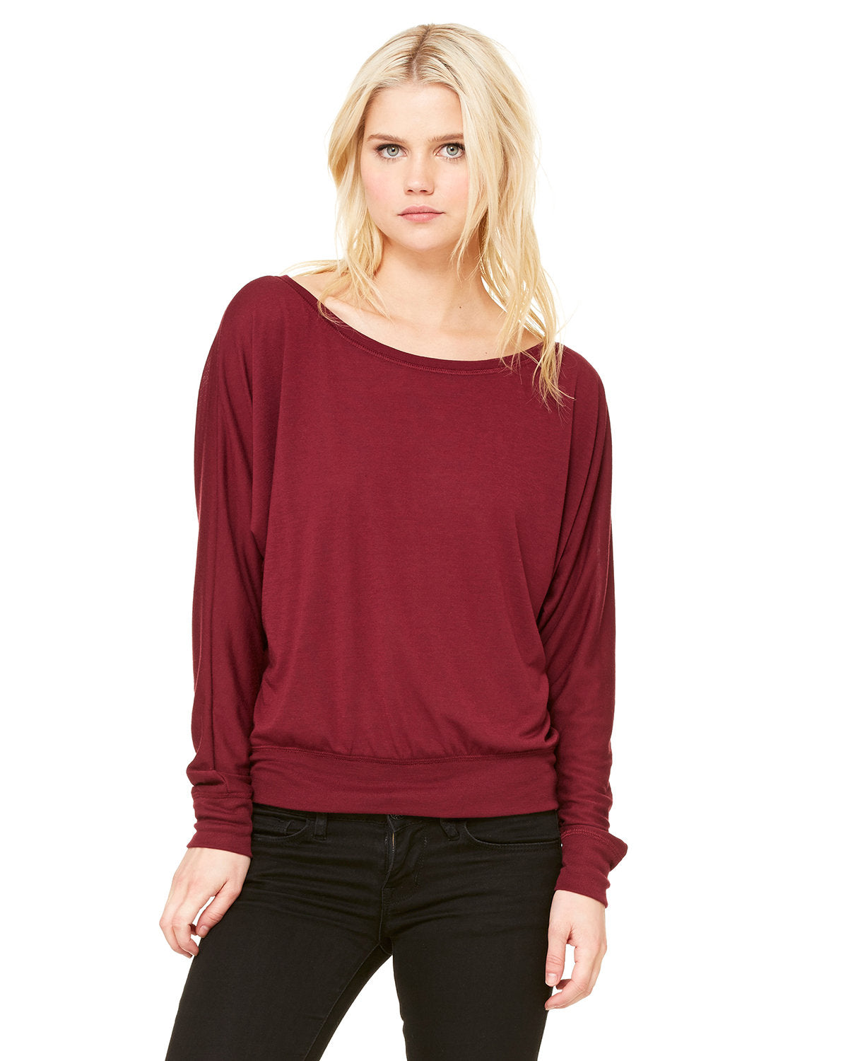 Ladies' Flowy Long-Sleeve Off Shoulder T-Shirt