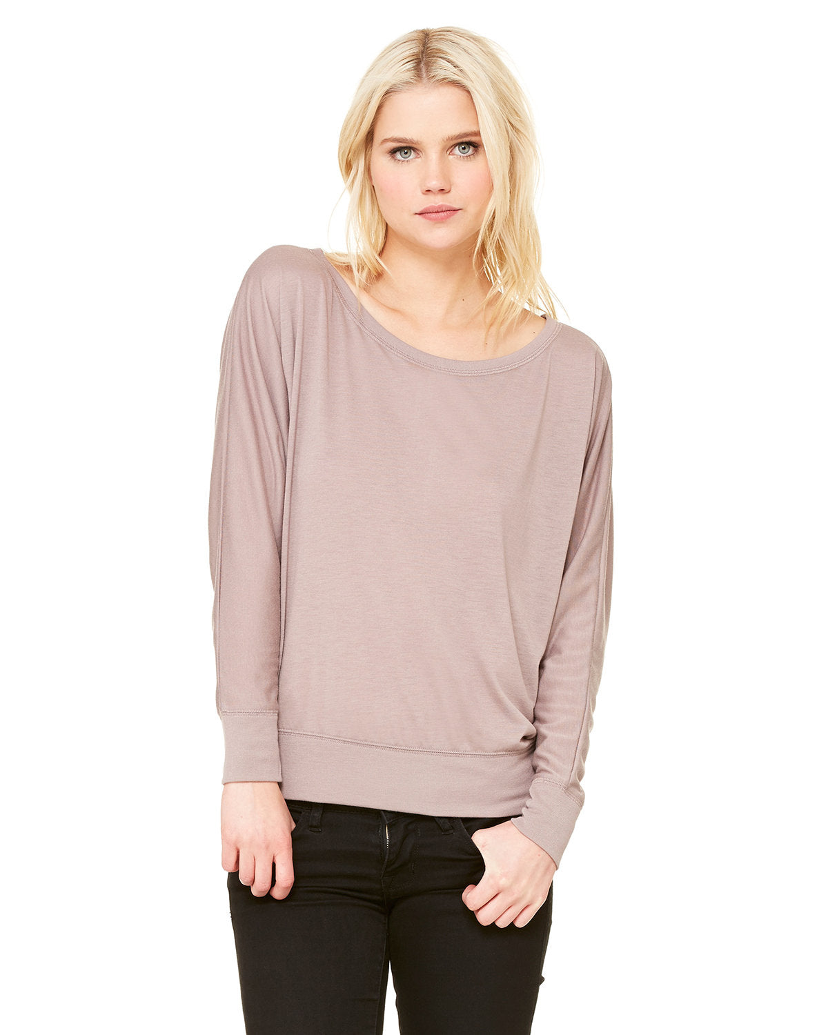 Ladies' Flowy Long-Sleeve Off Shoulder T-Shirt