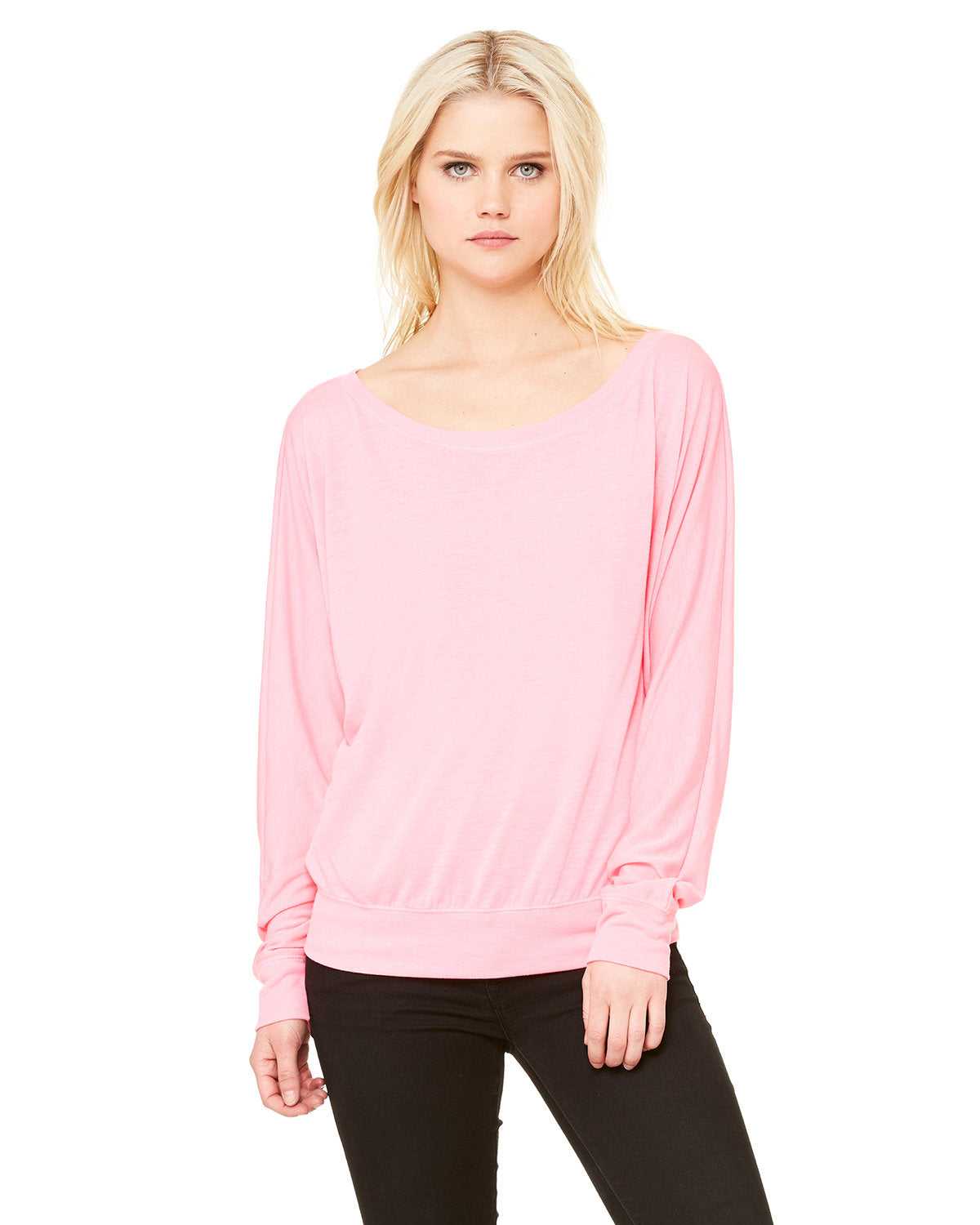 Ladies' Flowy Long-Sleeve Off Shoulder T-Shirt