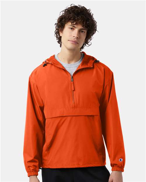 7378 Hooded Packable Quarter-Zip Jacket