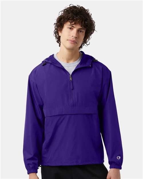 7378 Hooded Packable Quarter-Zip Jacket