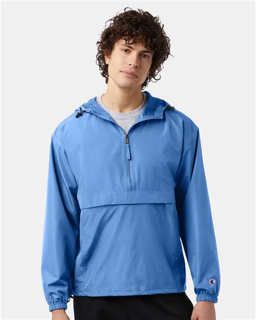 7378 Hooded Packable Quarter-Zip Jacket