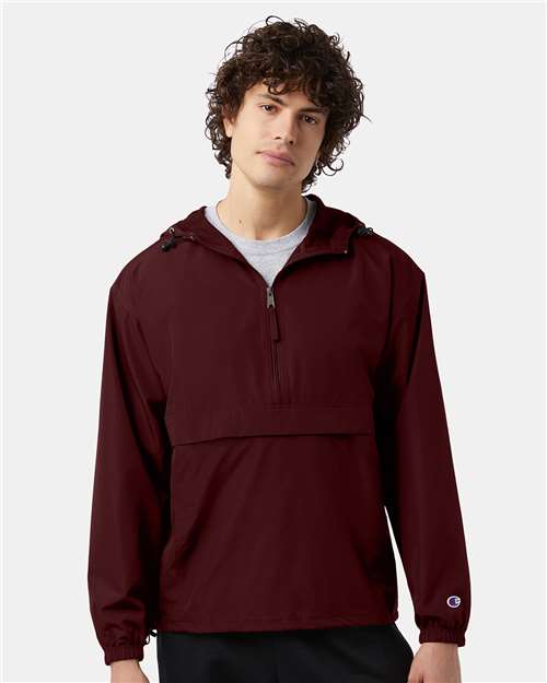 7378 Hooded Packable Quarter-Zip Jacket