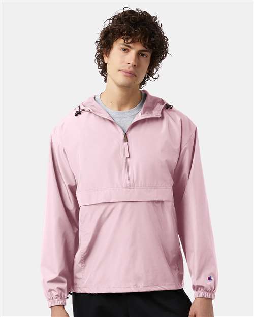 7378 Hooded Packable Quarter-Zip Jacket