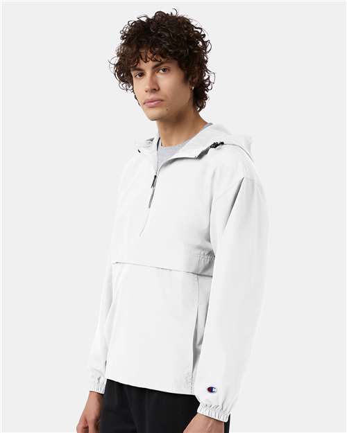 7378 Hooded Packable Quarter-Zip Jacket