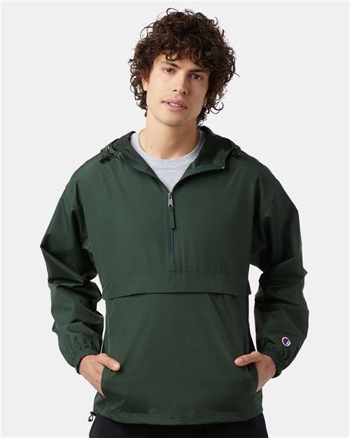 7378 Hooded Packable Quarter-Zip Jacket