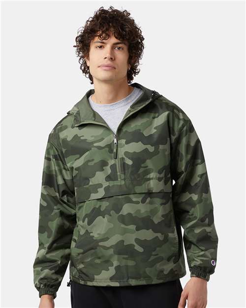 7378 Hooded Packable Quarter-Zip Jacket