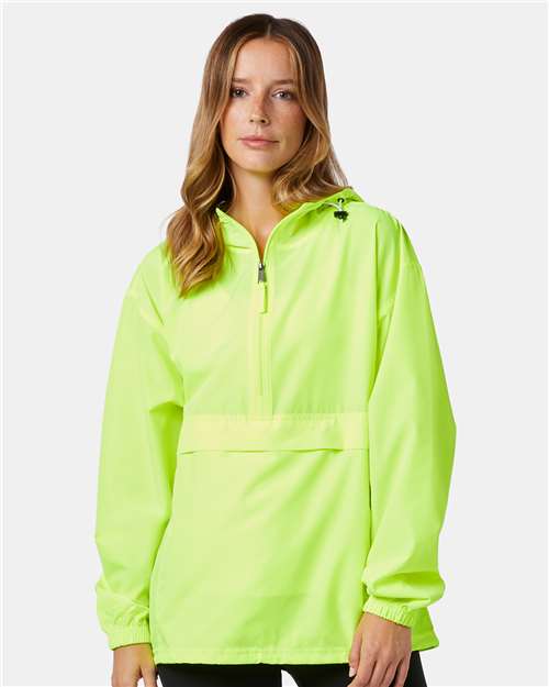 7378 Hooded Packable Quarter-Zip Jacket