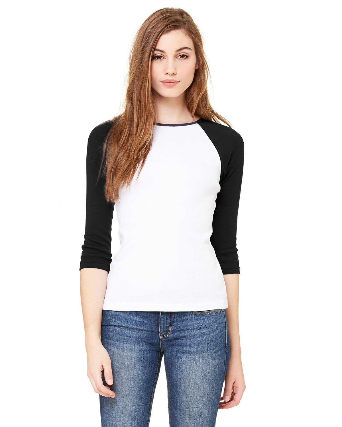 Ladies' Baby Rib Three-QuarterSleeve Contrast Raglan T-Shirt