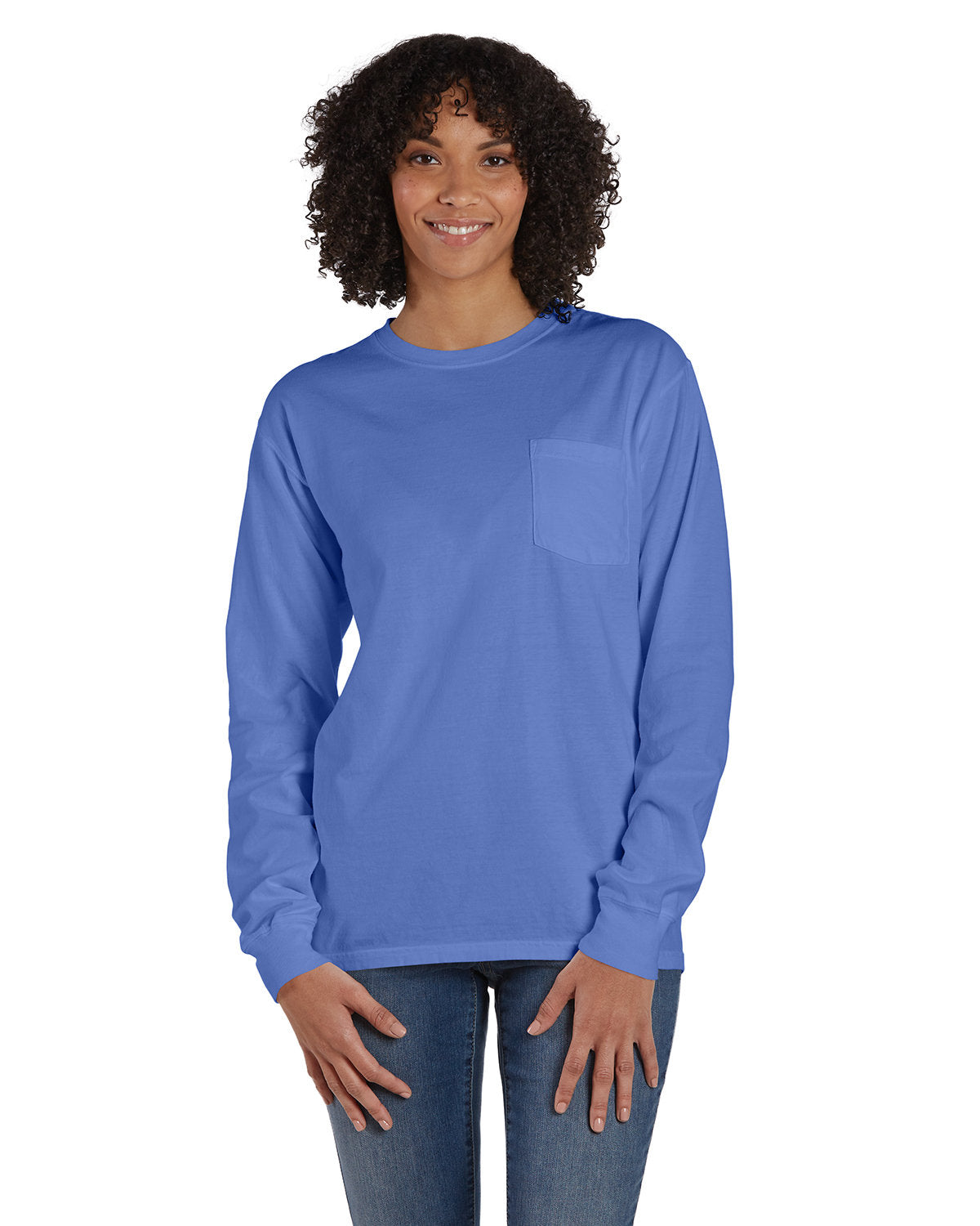 Unisex Garment-Dyed Long-Sleeve T-Shirt with Pocket