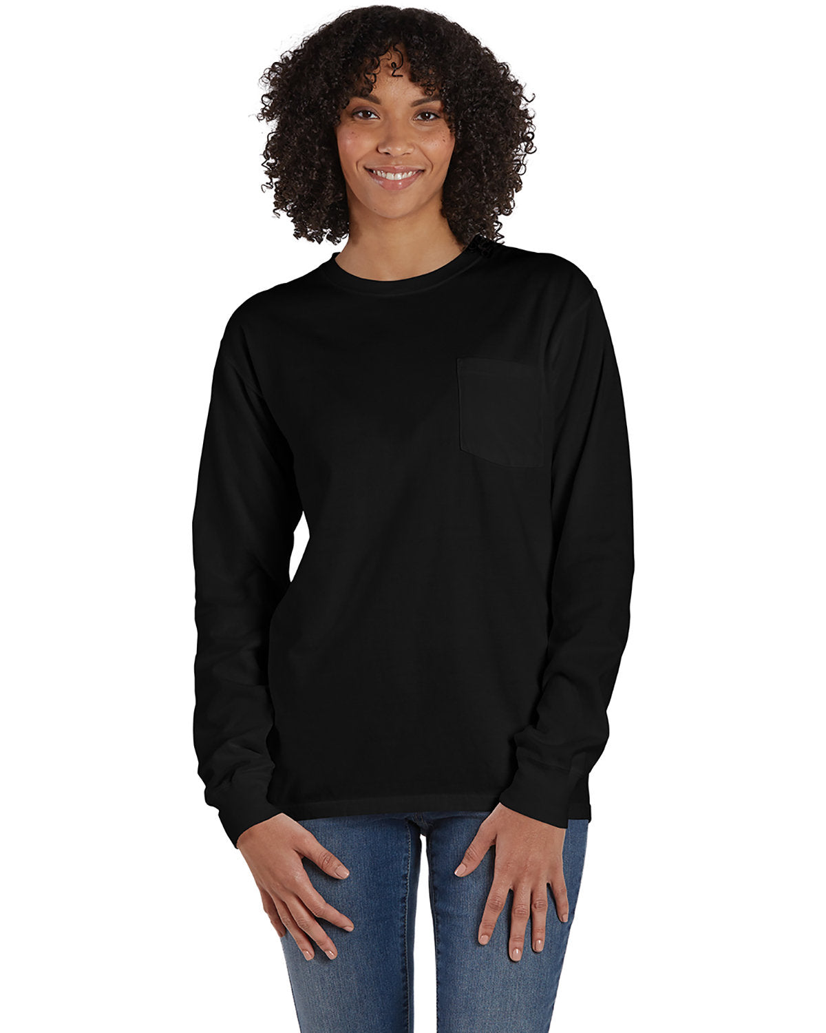 Unisex Garment-Dyed Long-Sleeve T-Shirt with Pocket