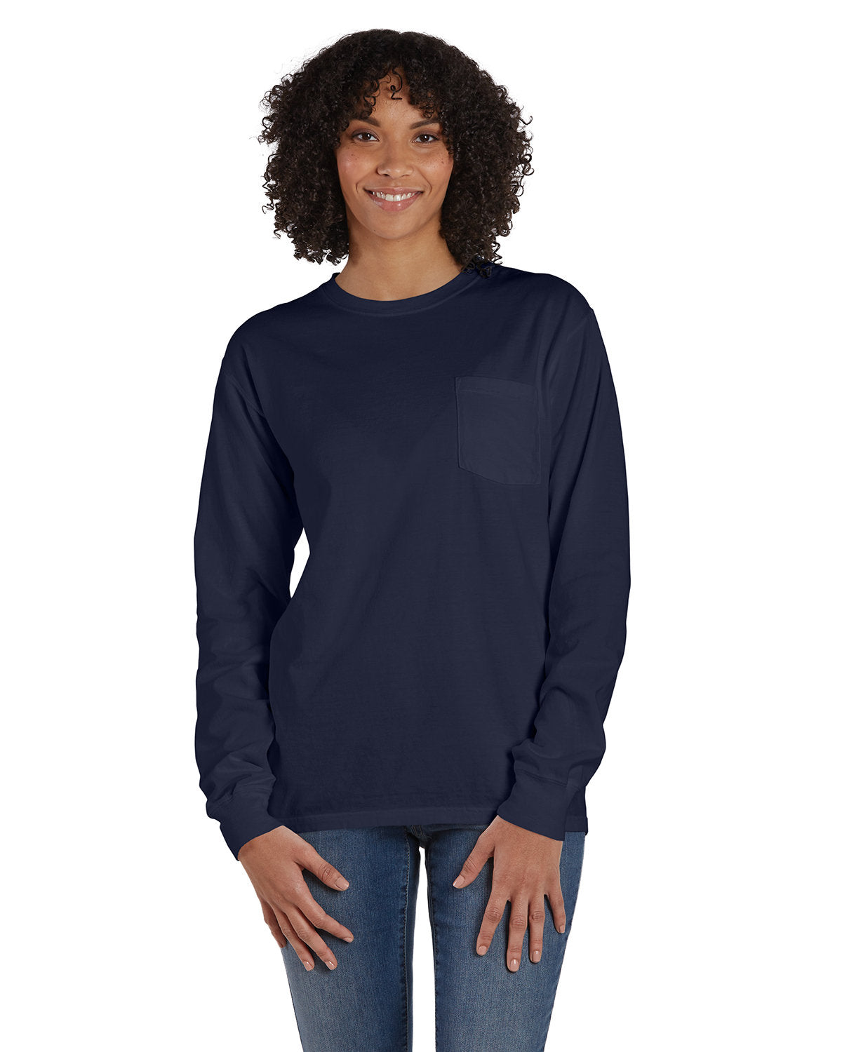 Unisex Garment-Dyed Long-Sleeve T-Shirt with Pocket