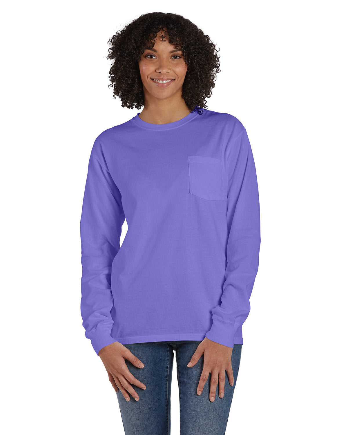 Unisex Garment-Dyed Long-Sleeve T-Shirt with Pocket