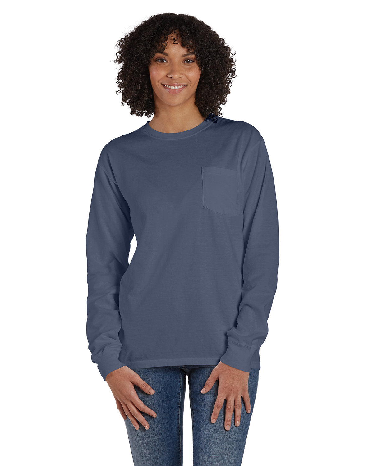 Unisex Garment-Dyed Long-Sleeve T-Shirt with Pocket