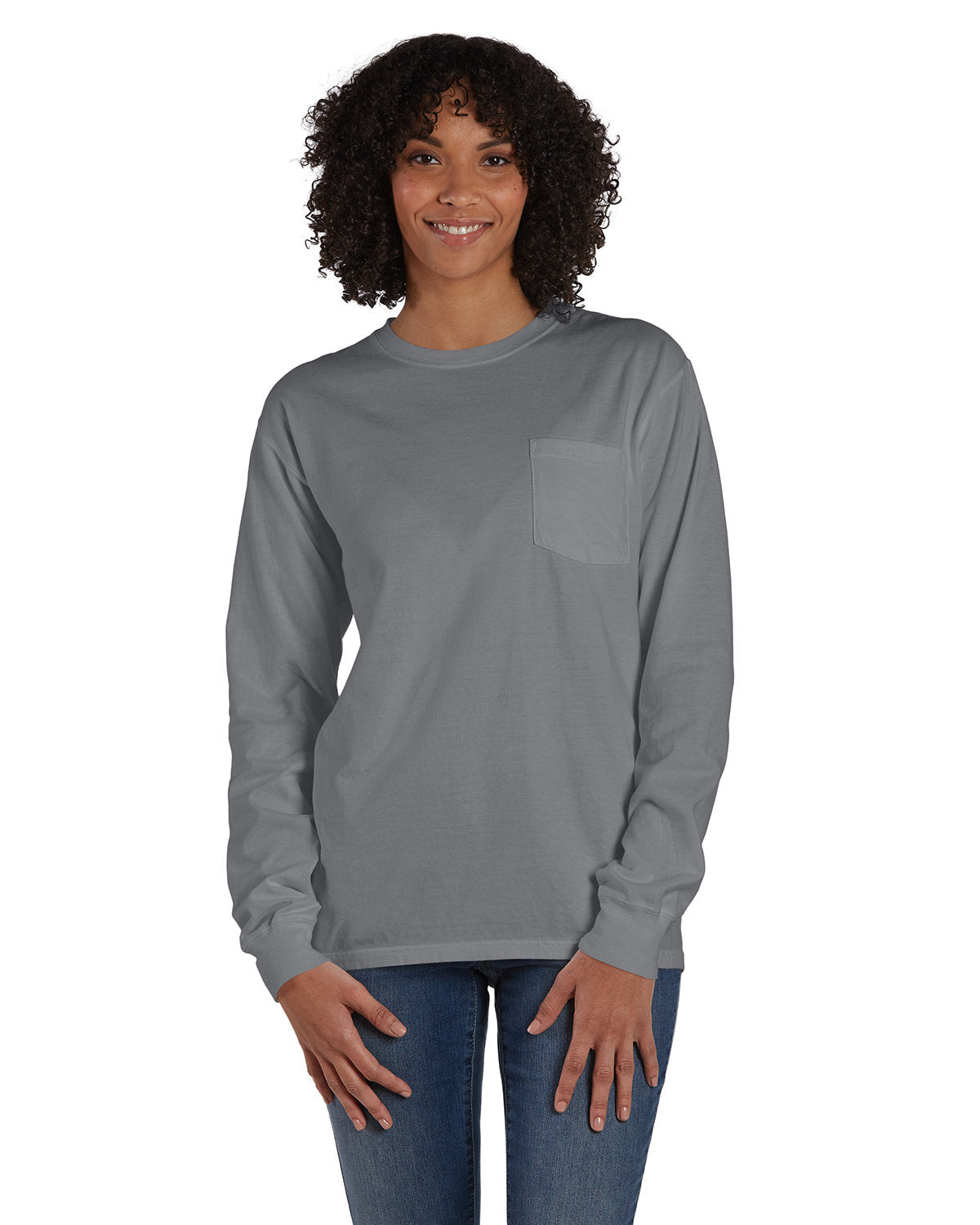 Unisex Garment-Dyed Long-Sleeve T-Shirt with Pocket