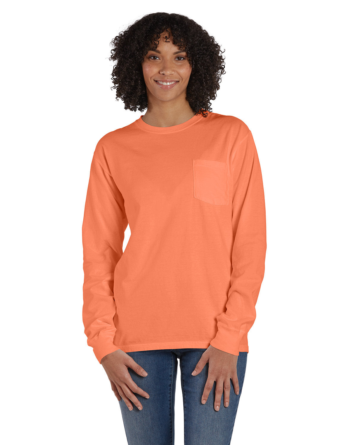 Unisex Garment-Dyed Long-Sleeve T-Shirt with Pocket