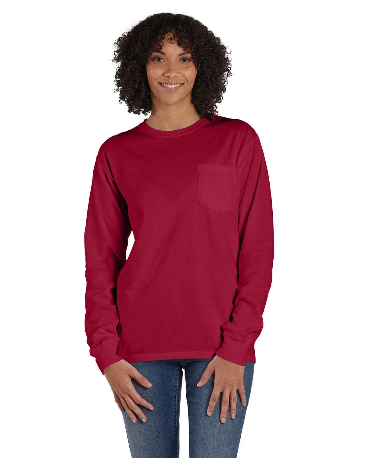Unisex Garment-Dyed Long-Sleeve T-Shirt with Pocket