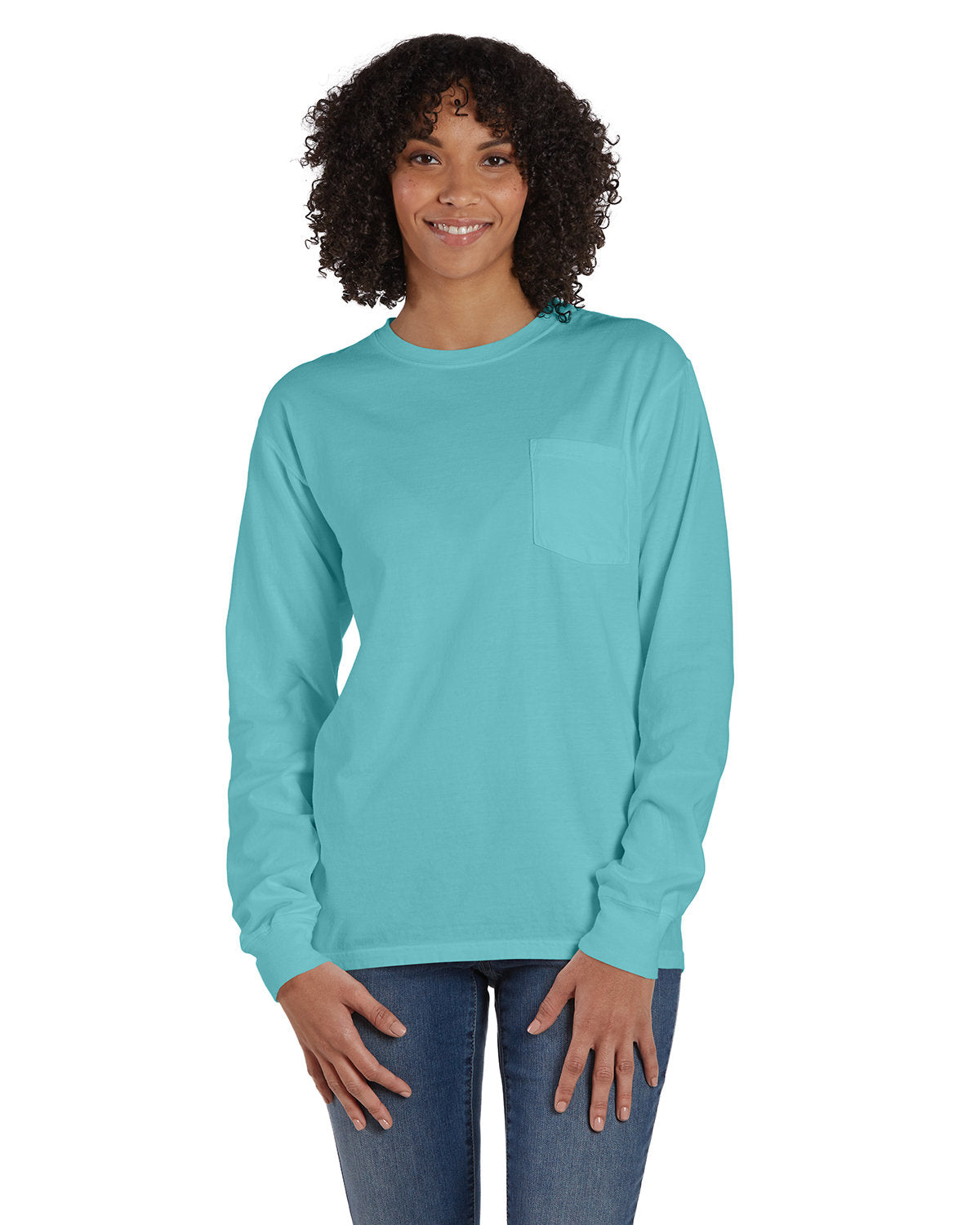 Unisex Garment-Dyed Long-Sleeve T-Shirt with Pocket