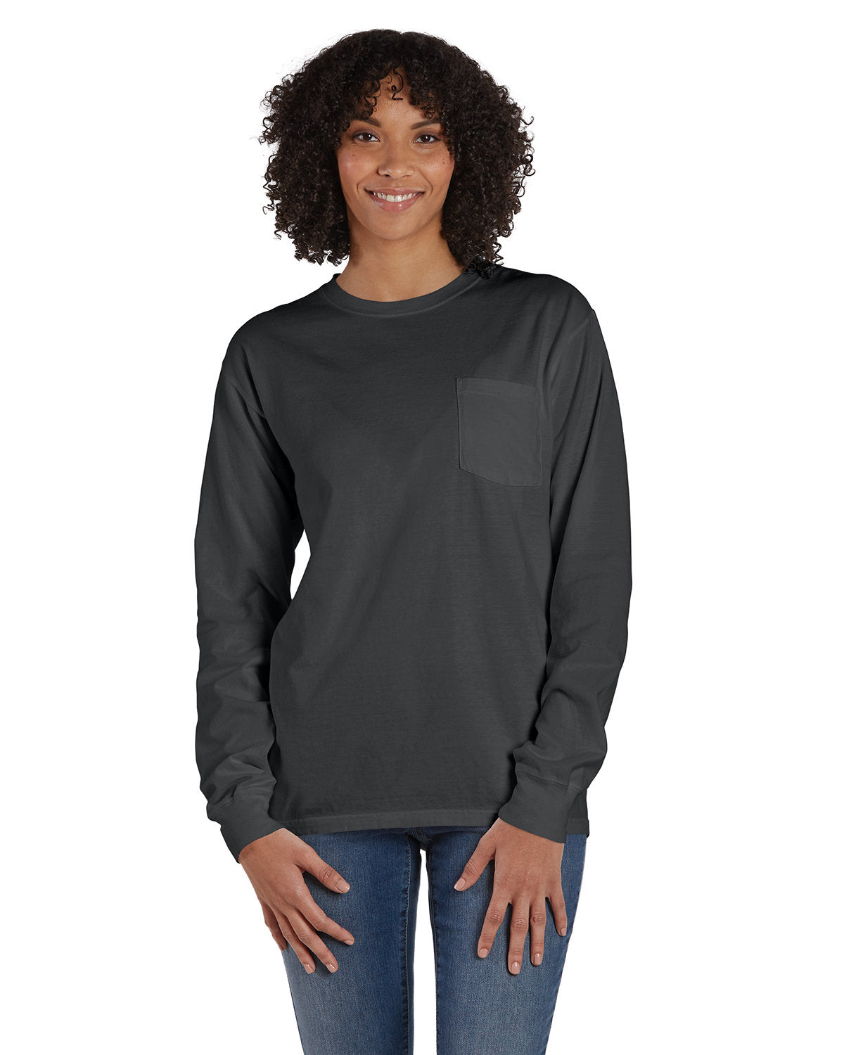 Unisex Garment-Dyed Long-Sleeve T-Shirt with Pocket