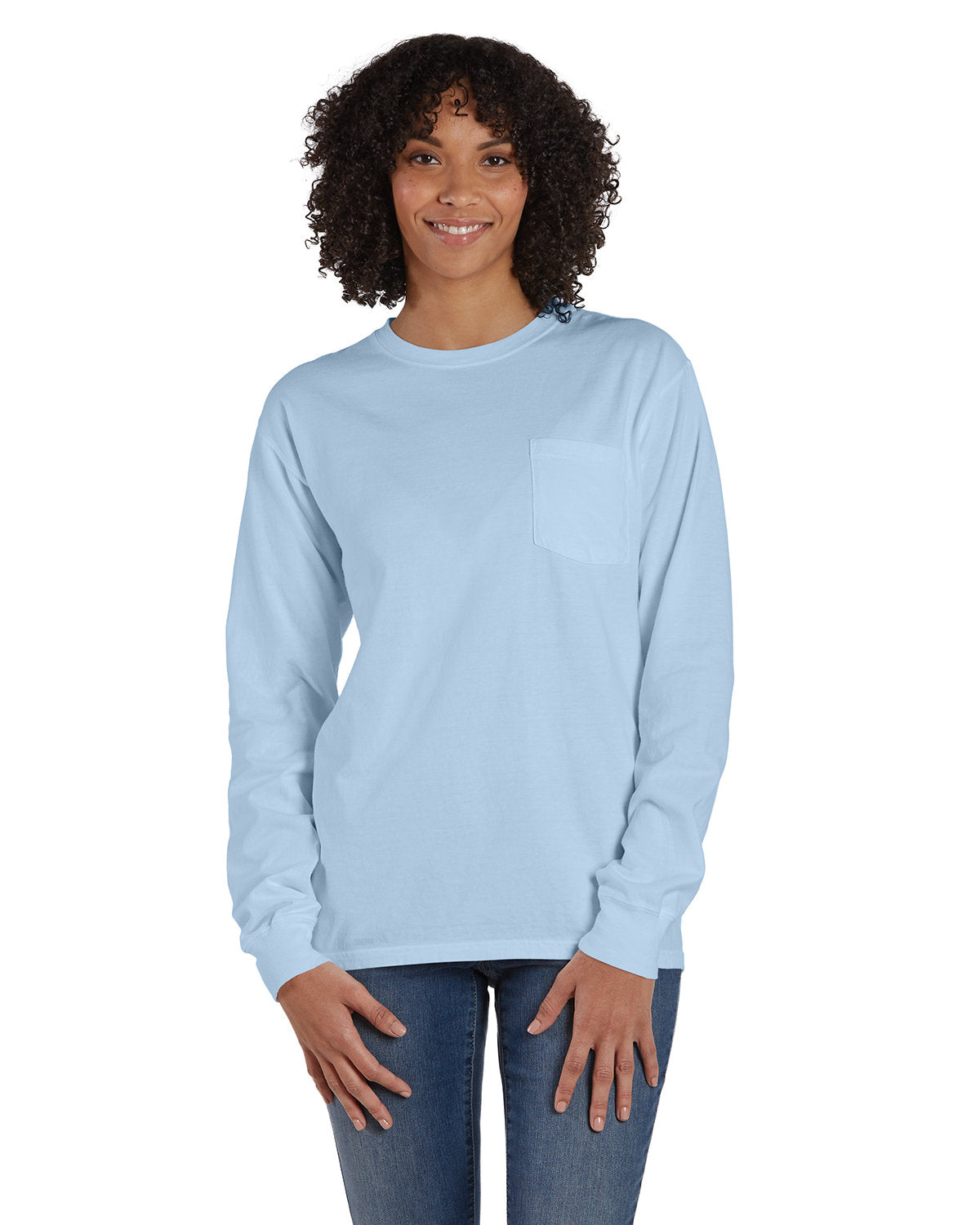 Unisex Garment-Dyed Long-Sleeve T-Shirt with Pocket