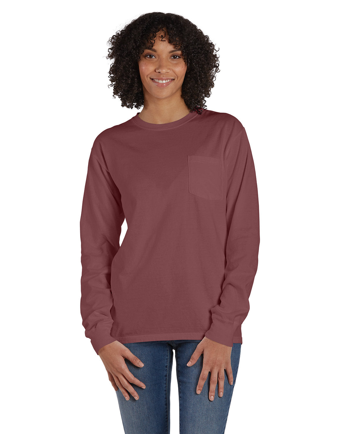 Unisex Garment-Dyed Long-Sleeve T-Shirt with Pocket