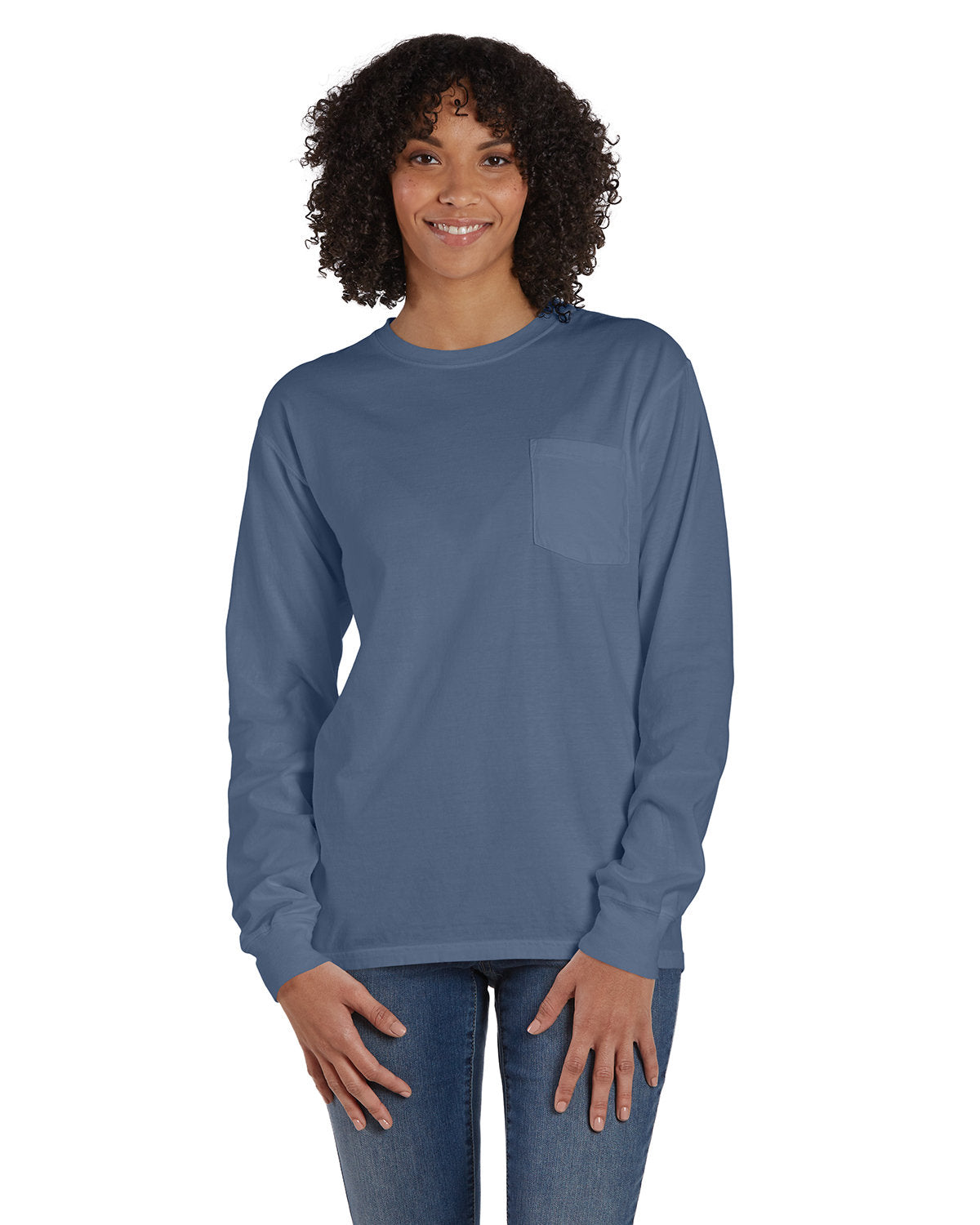 Unisex Garment-Dyed Long-Sleeve T-Shirt with Pocket
