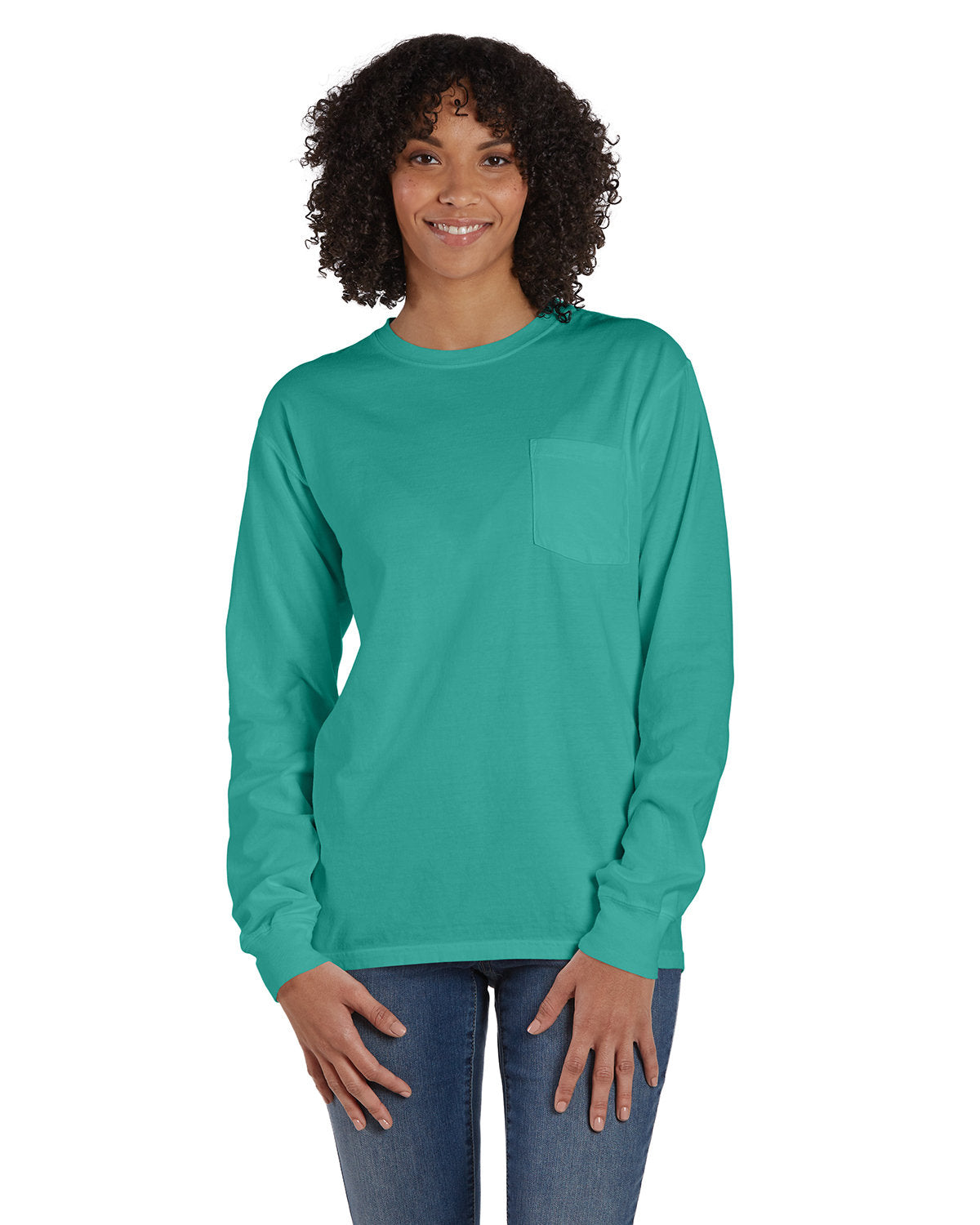 Unisex Garment-Dyed Long-Sleeve T-Shirt with Pocket