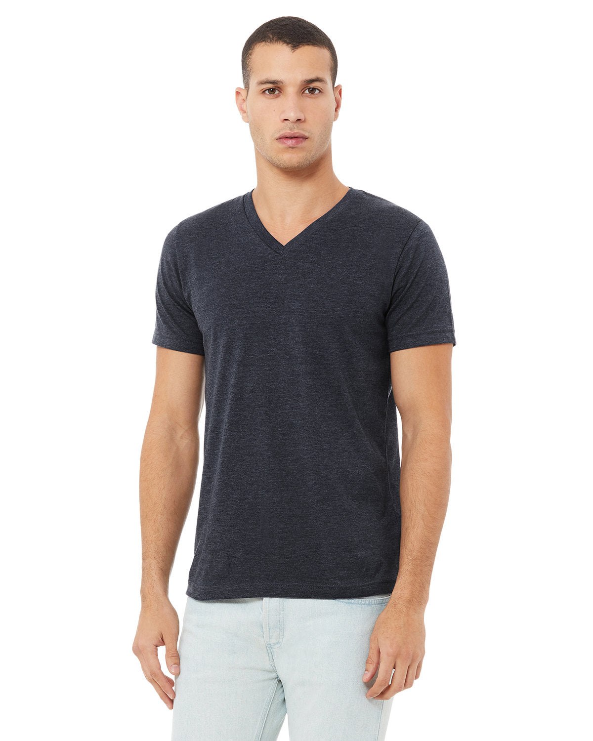 Unisex CVC Jersey V-Neck T-Shirt