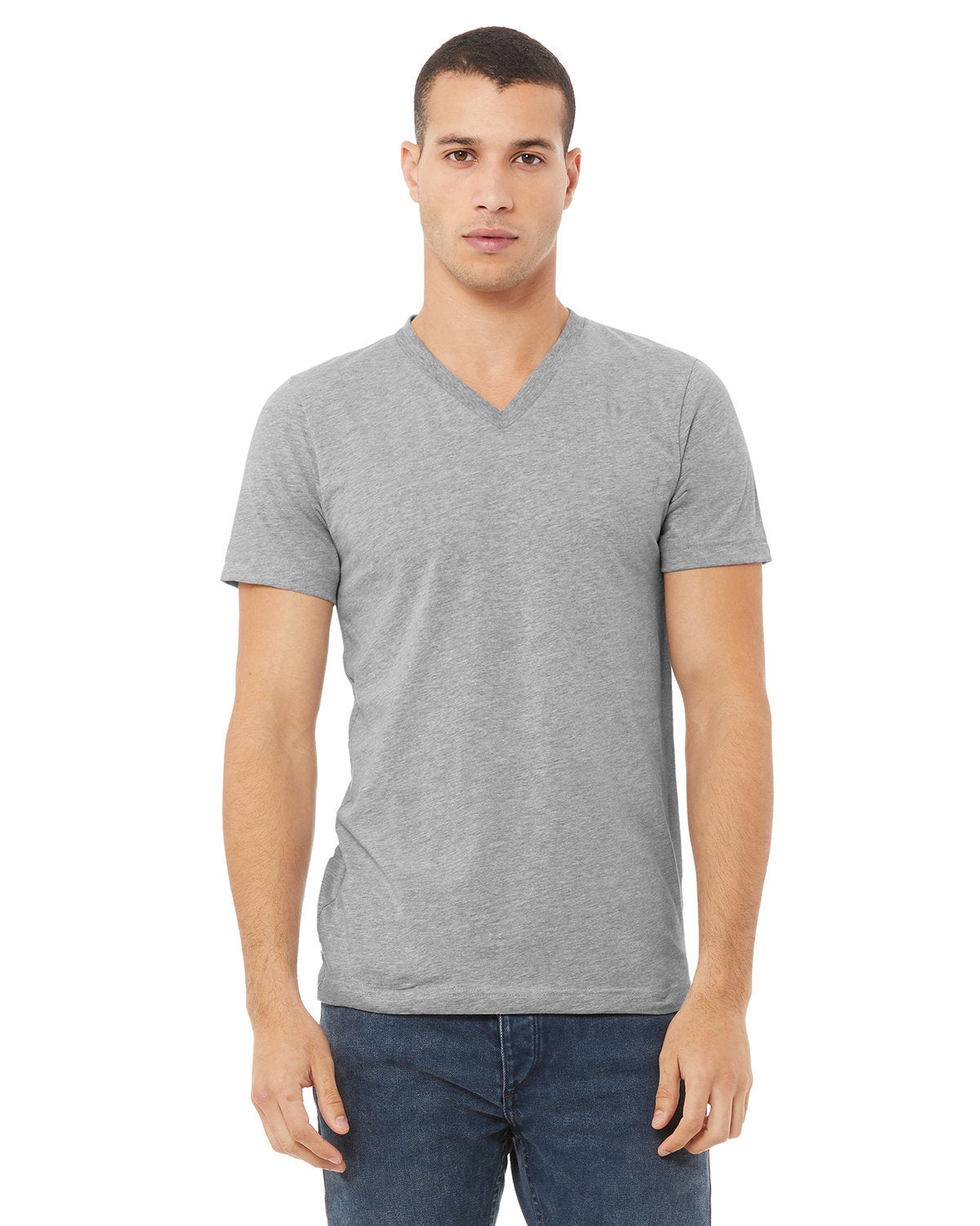 Unisex CVC Jersey V-Neck T-Shirt