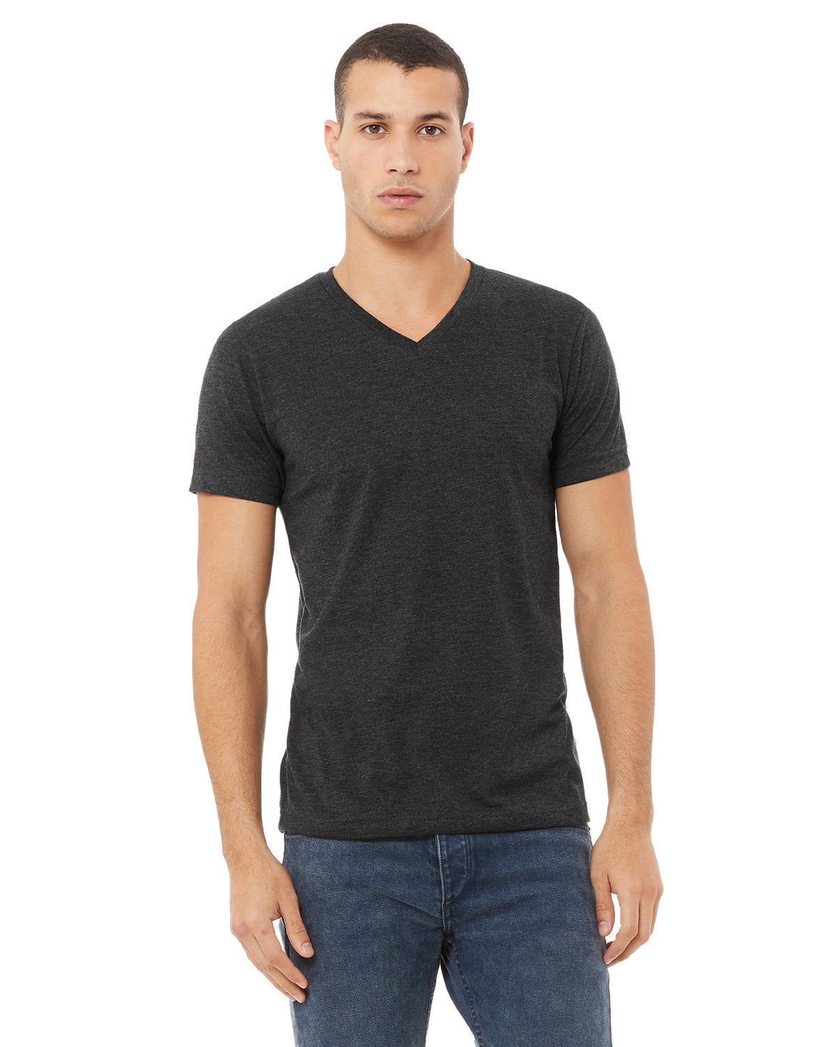Unisex CVC Jersey V-Neck T-Shirt