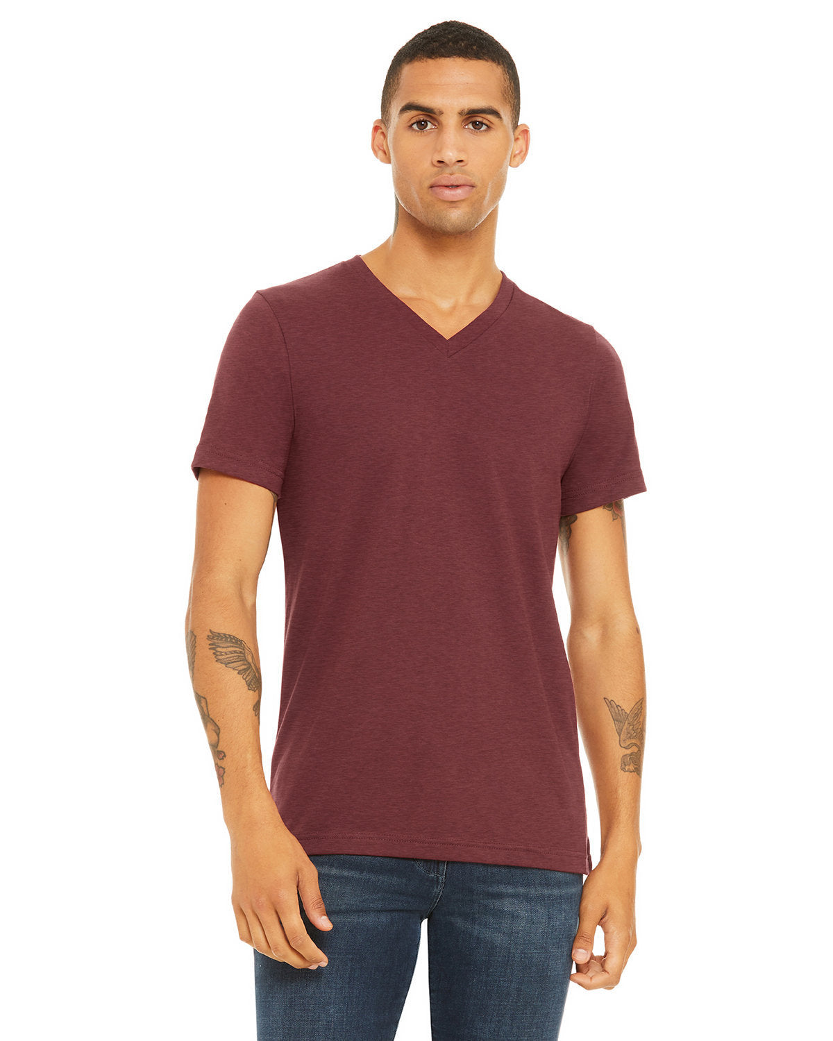 Unisex CVC Jersey V-Neck T-Shirt