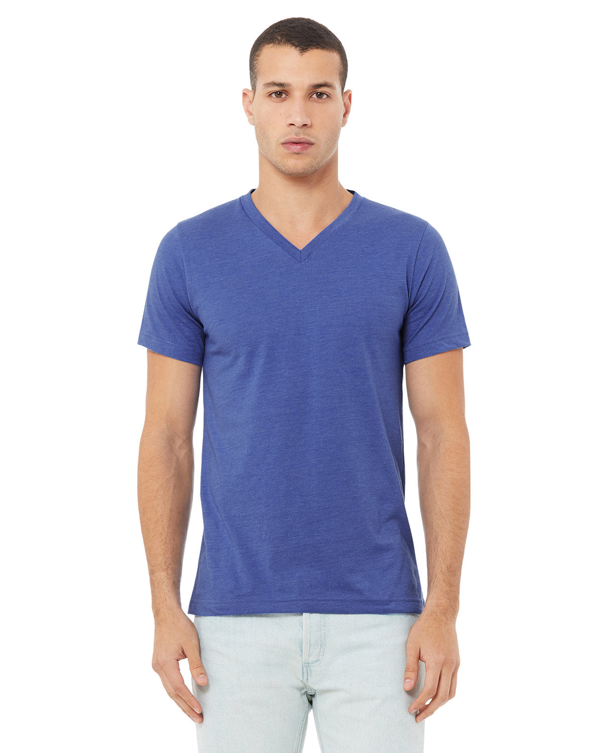 Unisex CVC Jersey V-Neck T-Shirt