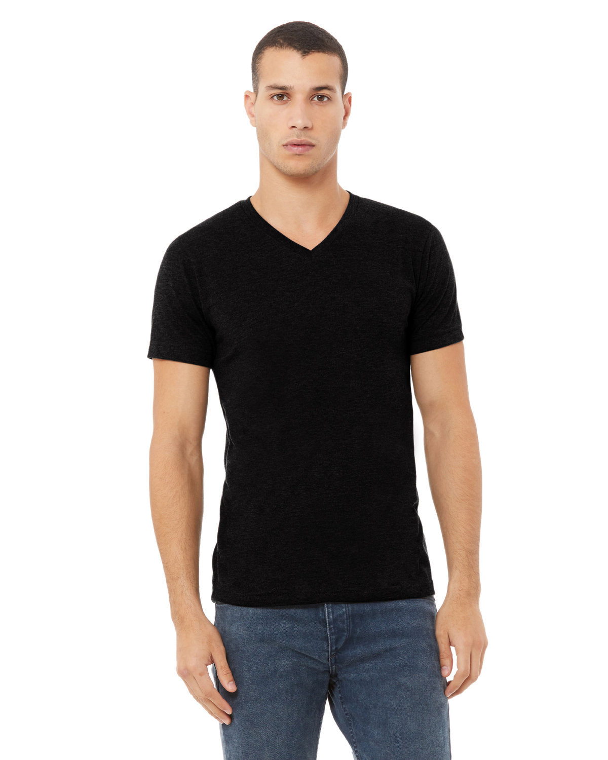 Unisex CVC Jersey V-Neck T-Shirt