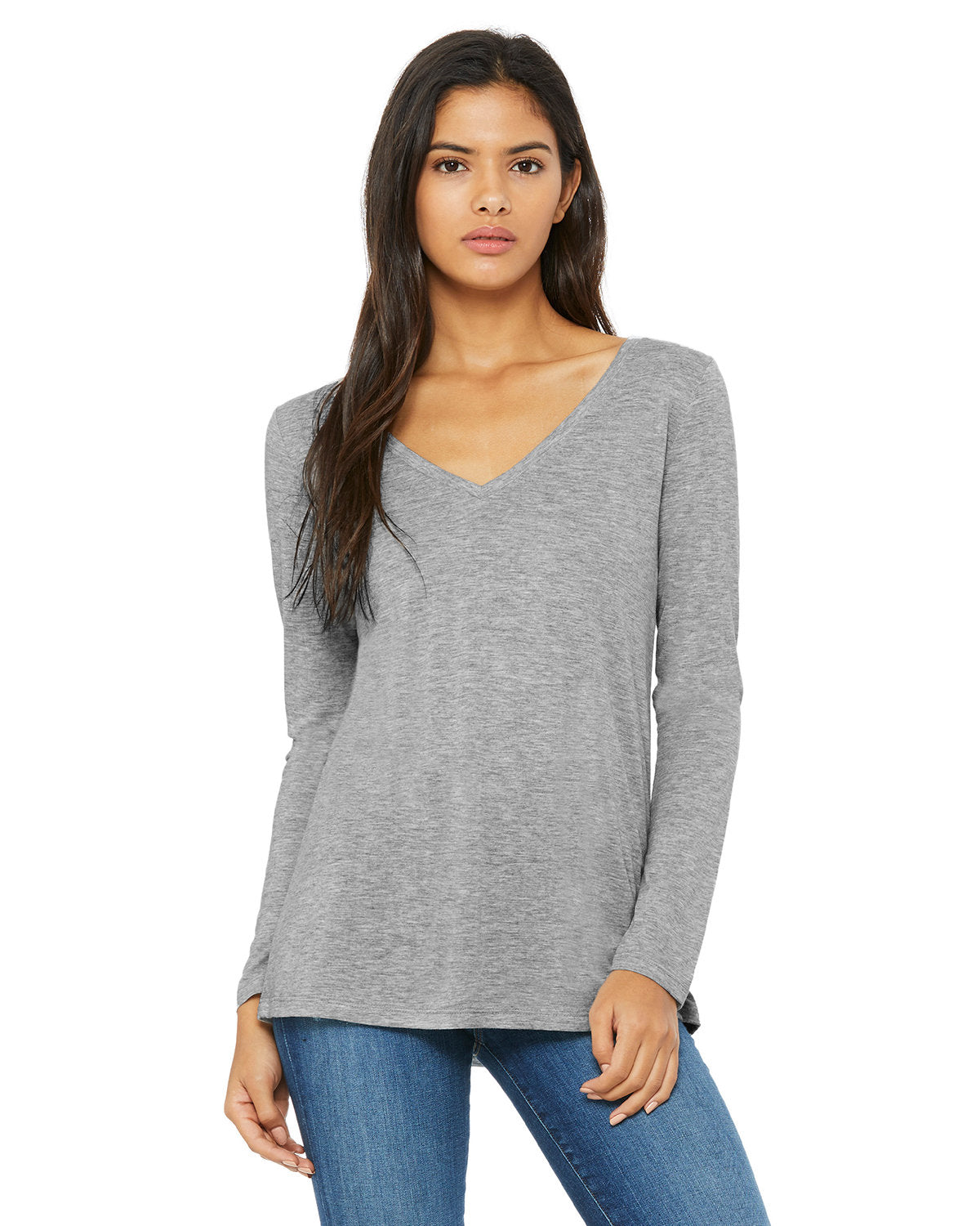 Ladies' Flowy Long-Sleeve V-Neck